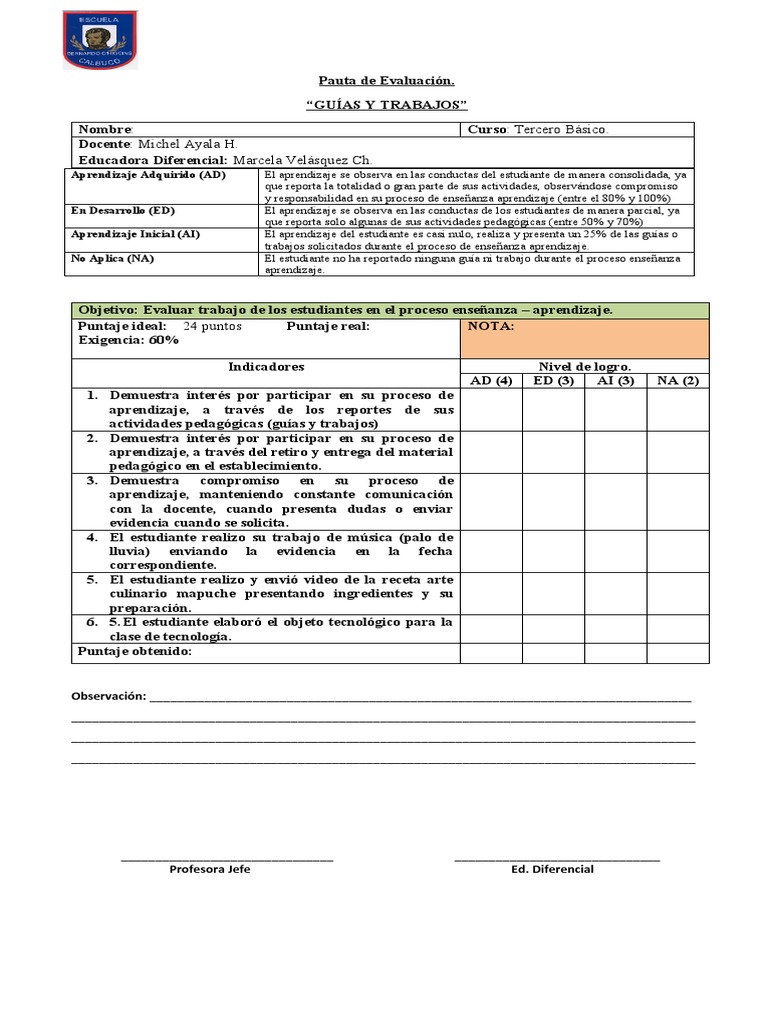 Evaluación de Aprendizaje en Tercero Básico | PDF | Maestros | Pedagogía