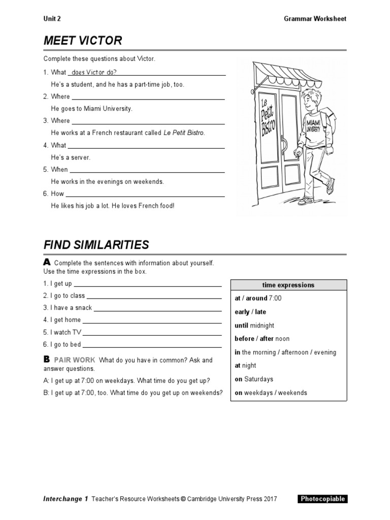 Extra Material For Students Book Interchange 5th Level 1 Unit 2 | PDF