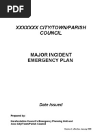 XXXXXXX City/Town/Parish Council: Major Incident Emergency Plan