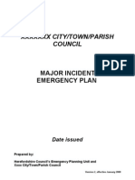 XXXXXXX City/Town/Parish Council: Major Incident Emergency Plan