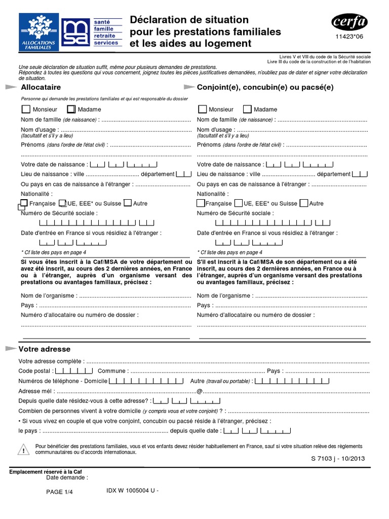 Cmg Structure Paje Micro Crèche Attestation Mensuelle Non Fournie Complément Mode de Garde (CMG) + Dsit - Cerfa 1232304 | PDF | Espace  économique européen | Institutions sociales