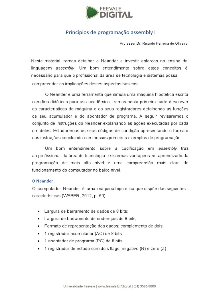 Princípios da Programação em Assembly | PDF | Linguagem Assembly ...