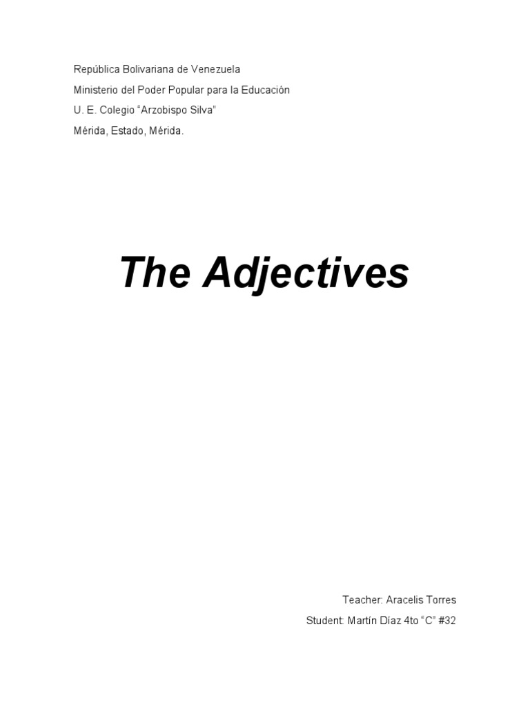 Adjectives | PDF | Adjective | Grammatical Gender