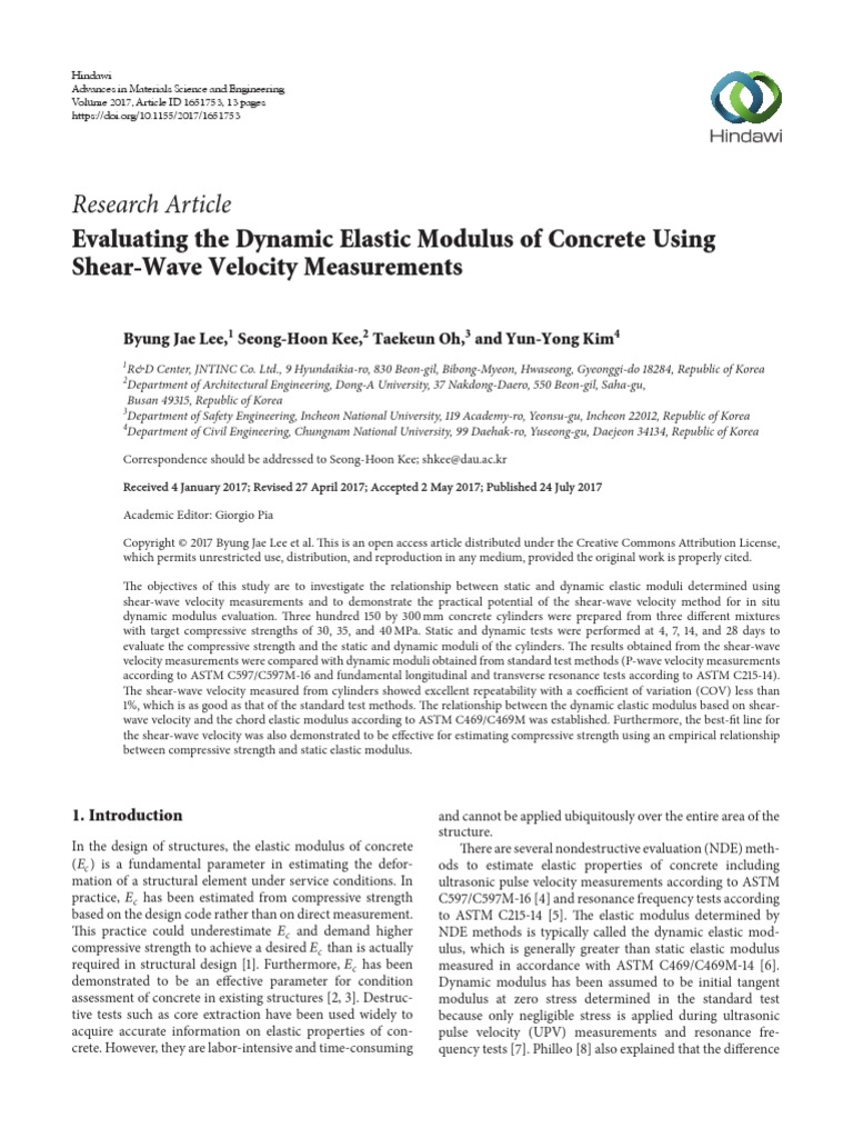 Evaluating The Dynamic Elastic Modulus of Concrete | PDF | Young's ...