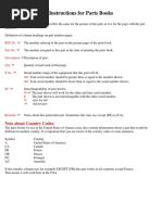 Instructions For Parts Books: Note About Country Codes