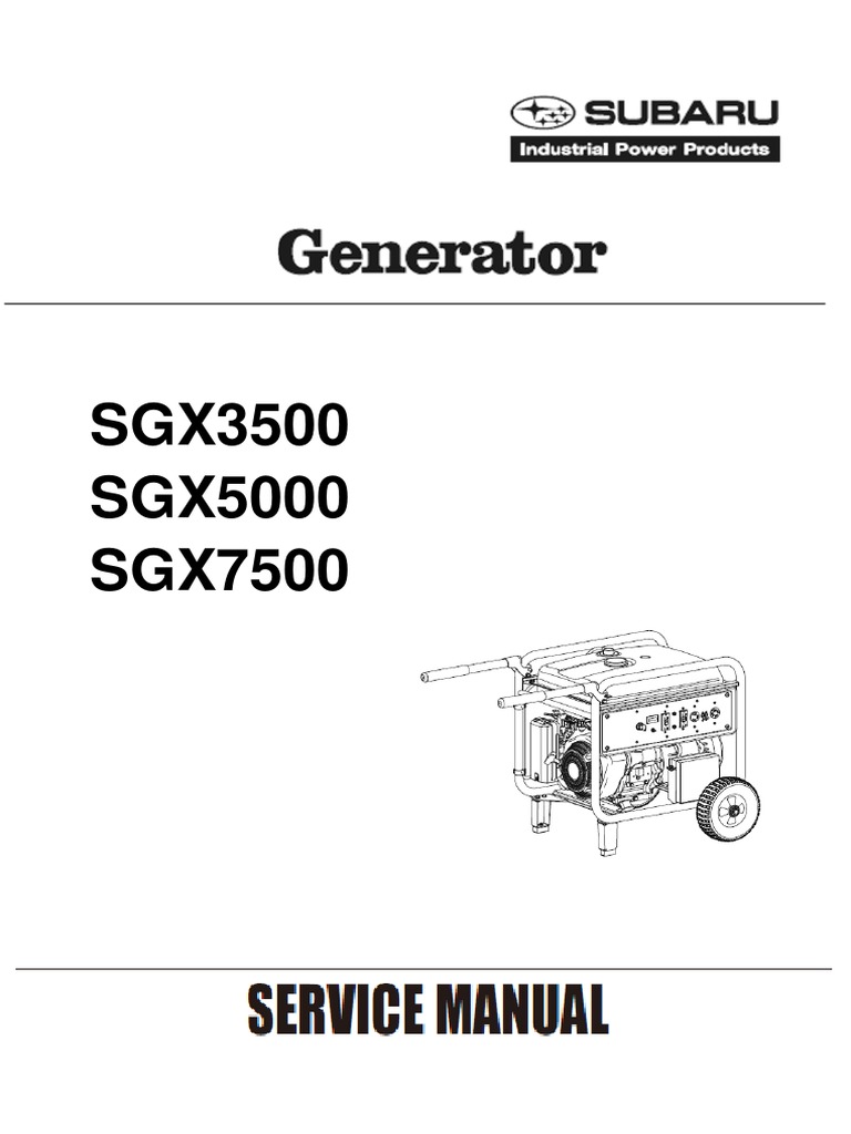 Subaru Generators Commercial sgx3500 sgx5000 Sgx7500e Owners PDF