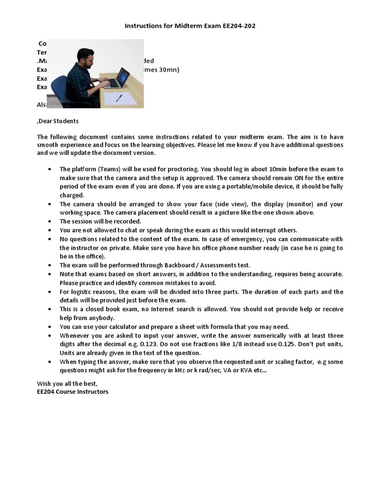 EE204 Midterm Exam Instructions 2021 | PDF | Trigonometric Functions ...