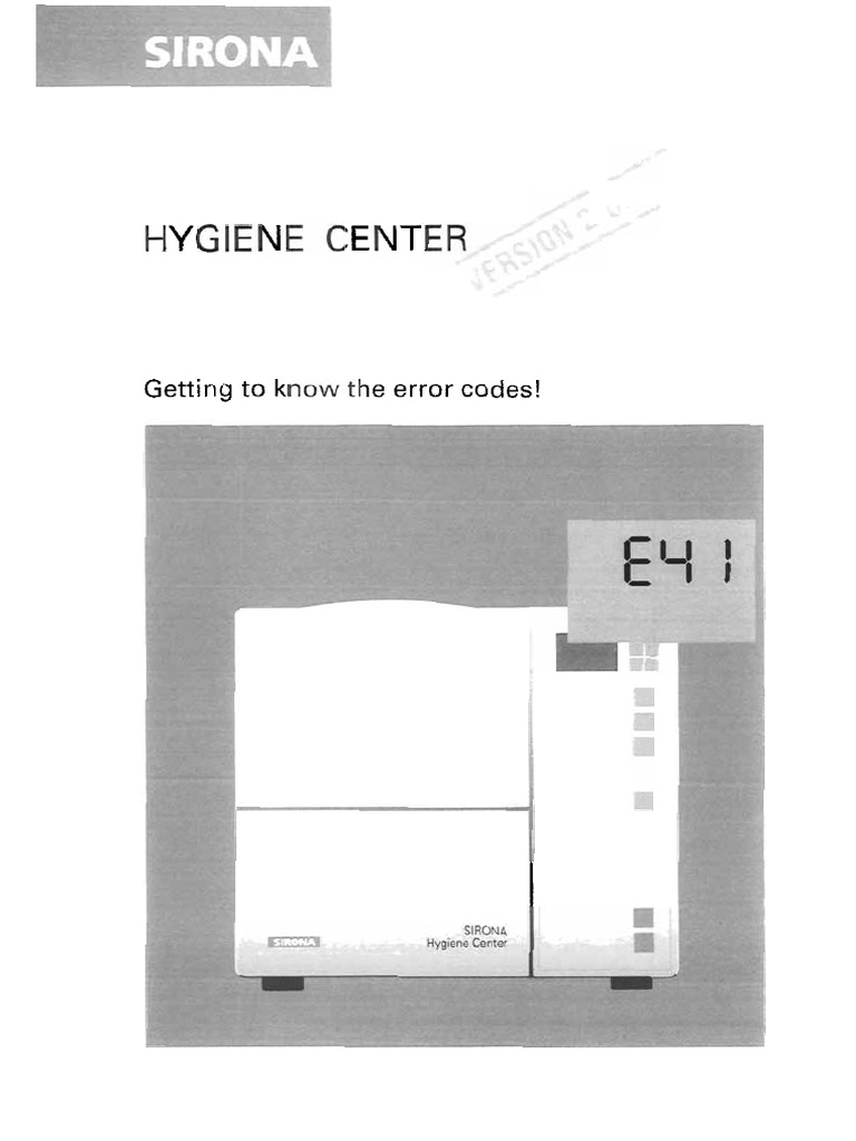 Sirona Hygiene Center Autoclave Error Codes PDF
