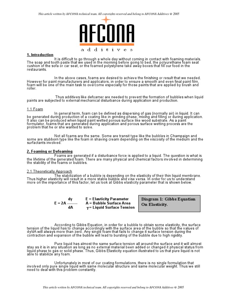 Diagram 1 Gibbs Equation On Elasticity PDF Foam Surface Tension