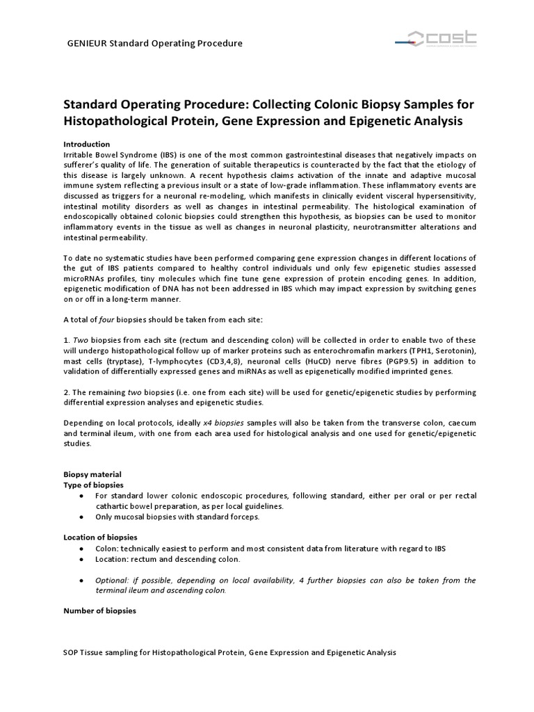 SOP Tissue Sampling 2 PDF Irritable Bowel Syndrome