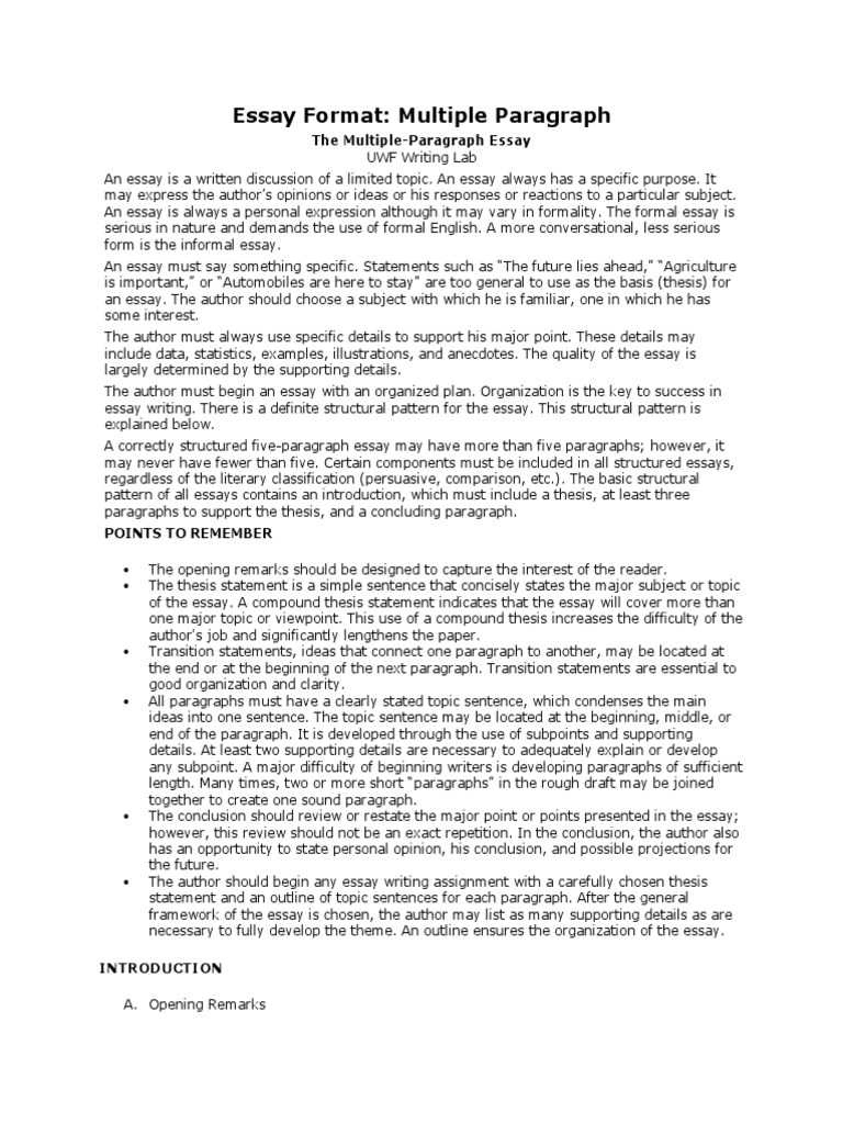 Multi-Paragraph Essay Structure Guide | PDF | Essays | Thesis