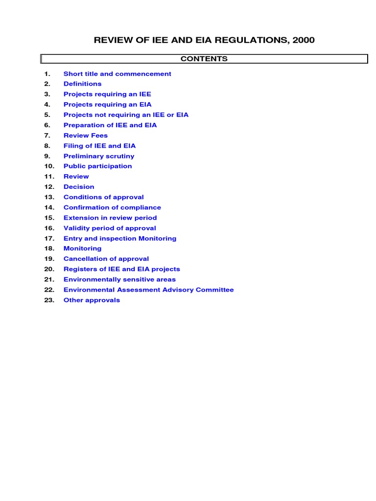 REVIEW OF IEE AND EIA REGULATIONS, 2000.doc PDF Environmental