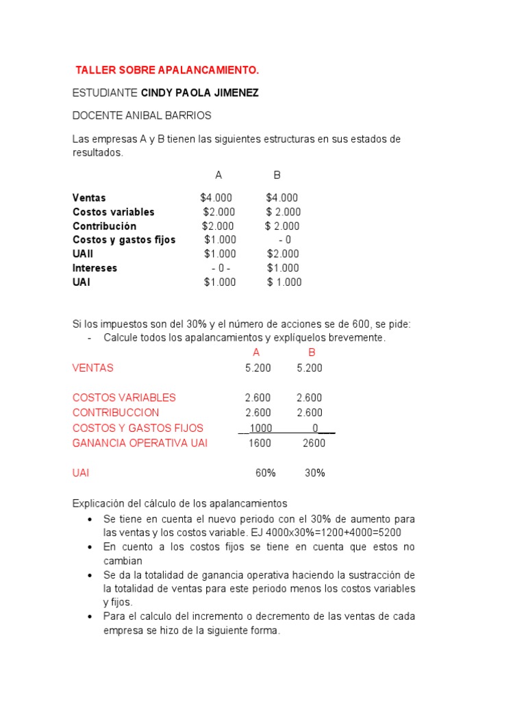 Análisis de Apalancamiento Financiero | PDF
