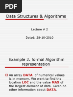 Data Structures & Algorithms: Lecture # 2 Dated: 28-10-2010