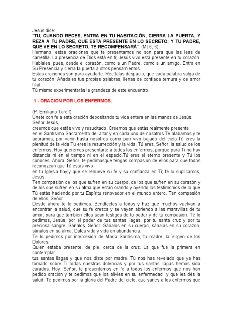 Oraciones de Sanación Familiar y Personal | PDF | Oración | María ...