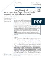Authoritarian Leadership and Task Performance: The Effects of Leader-Member Exchange and Dependence On Leader