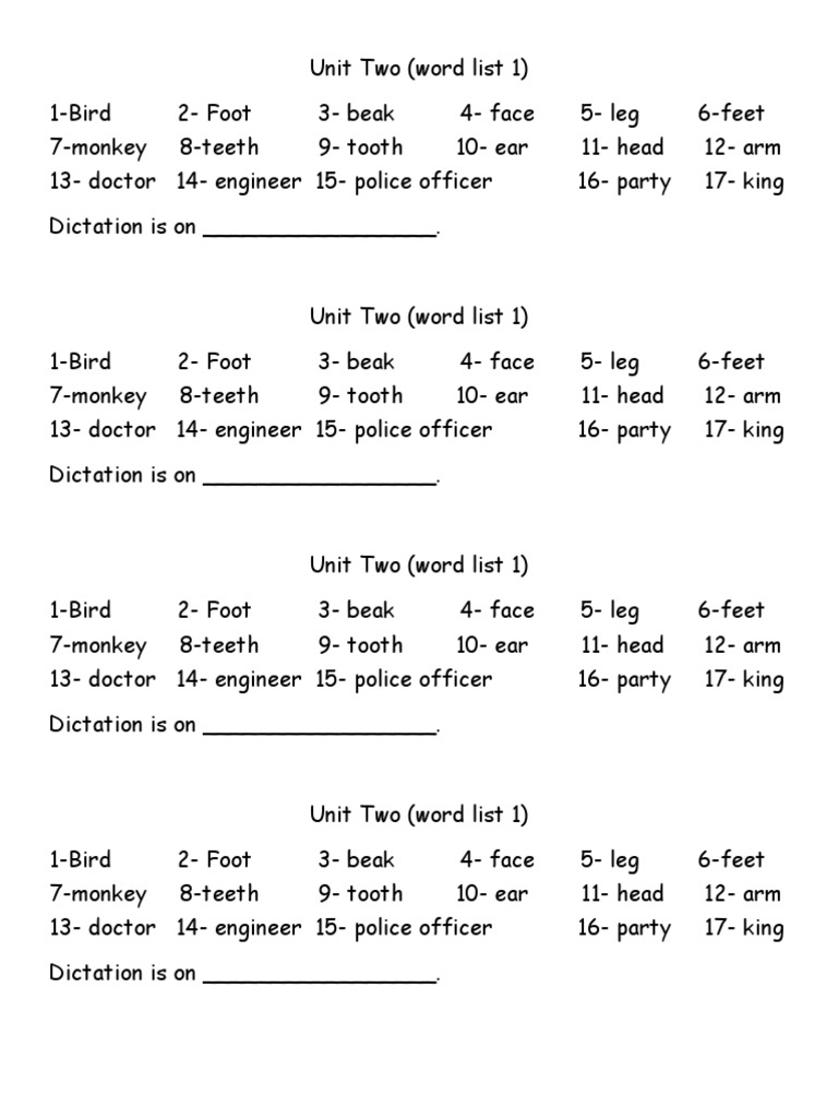Unit 2 Word List 1 | PDF