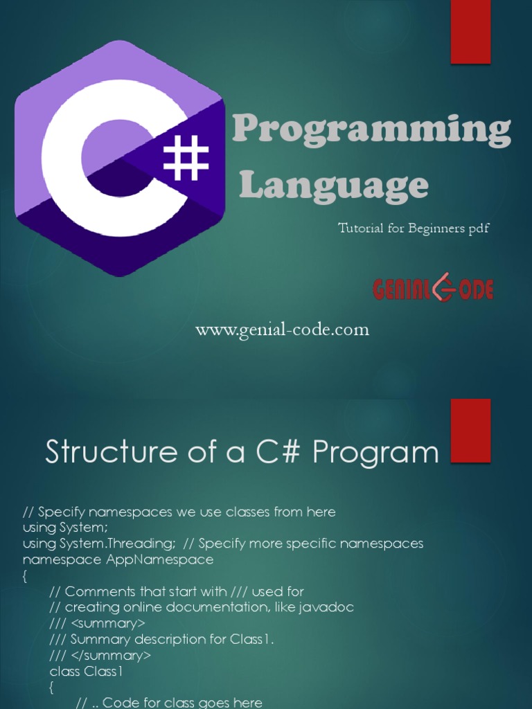 Programming Language: Tutorial For Beginners PDF | PDF | Array Data ...