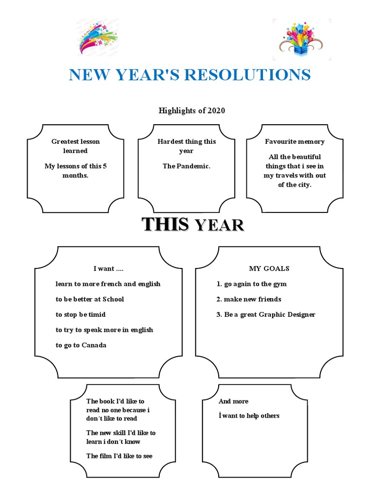 New Year's Resolutions and Goals 2021 | PDF
