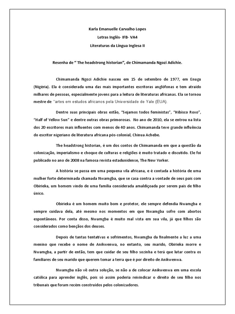 Resenha de The Headstrong Historian PDF Cultura (geral) Religião