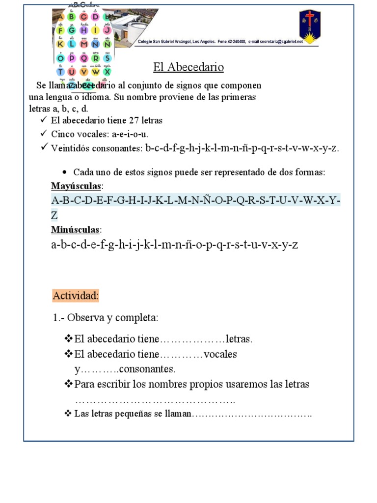 El Abecedario 21 Pdf Alfabeto Colacion