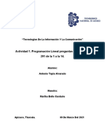 Actividad 2. Programación Lineal