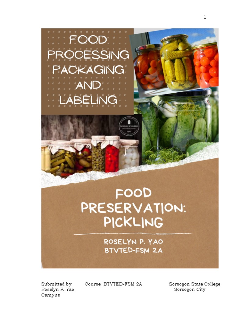 Yao Pickling Information Sheet | PDF | Pickling | Food Preservation
