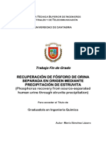 Recuperacion de fosforo de orina separa en origen mediante precupitacion de estruvita