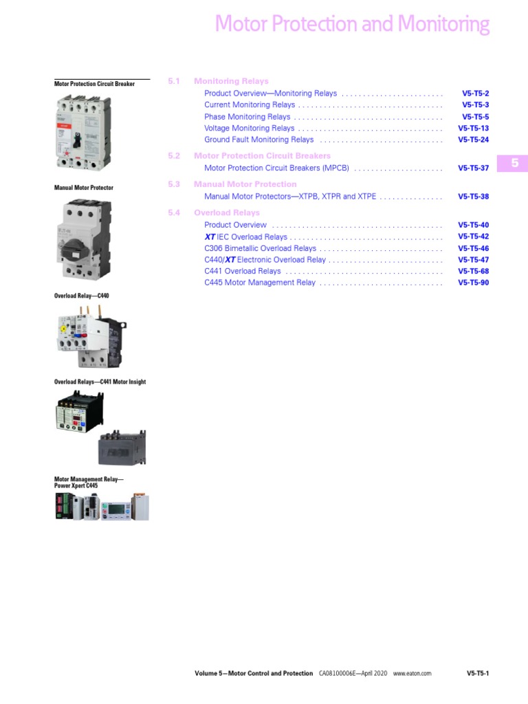 Motor Protection and Monitoring Catalog Ca08100006e | PDF | Relay |  Electric Power