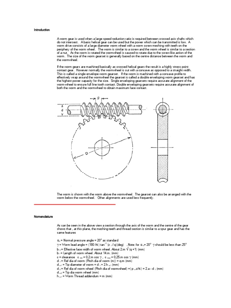 Worm Gear Calculation PDF Gear Manufactured Goods
