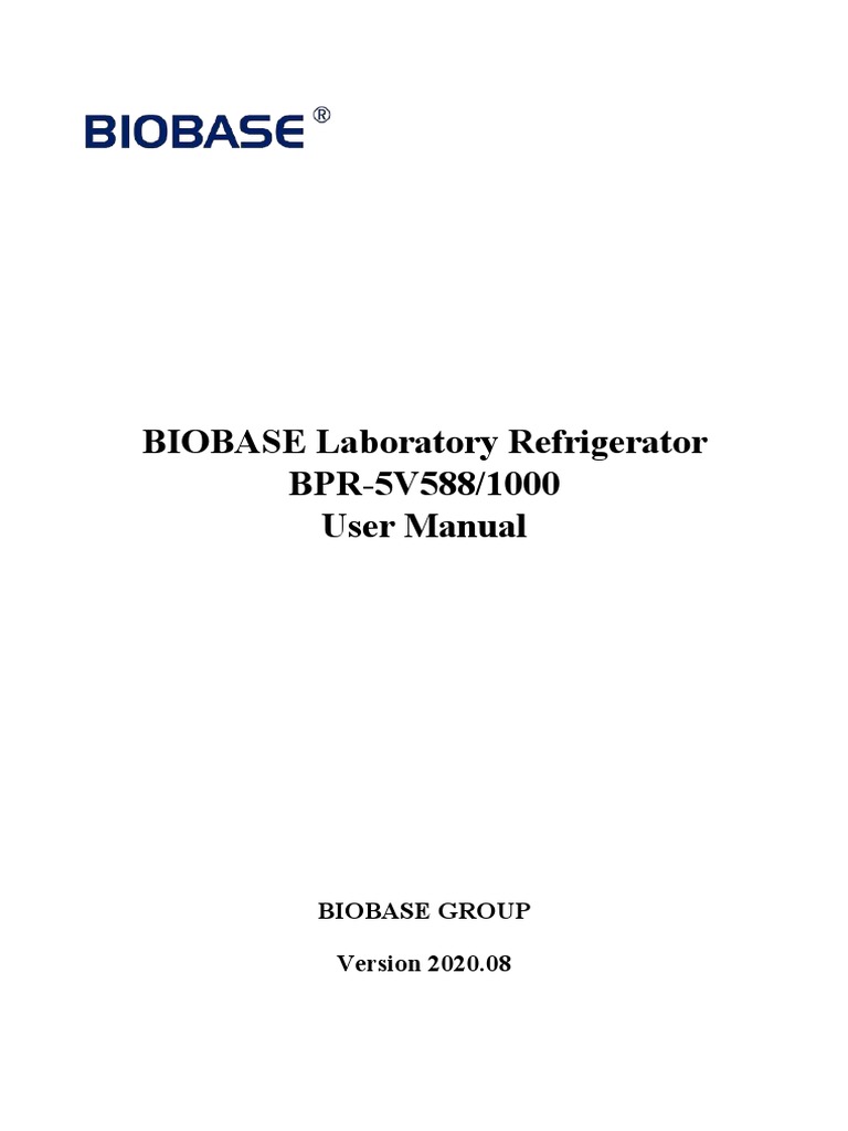 BIOBASE Laboratory Refrigerator BPR5V588,1000 User Manual 202012