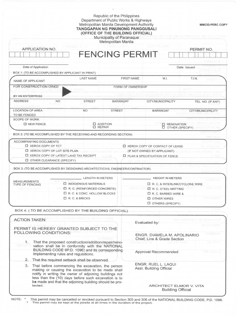 Form Fencing Permit PDF