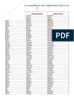 Comparative Superlative Adjectives List From A To Z