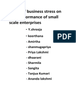 Effect of Business Stress On The Performance of Small Scale Enterprises