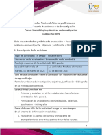Guía de actividad y rúbrica de evaluación - Paso 3 - Formular un problema de investigación y seleccionar bibliografía pertinente