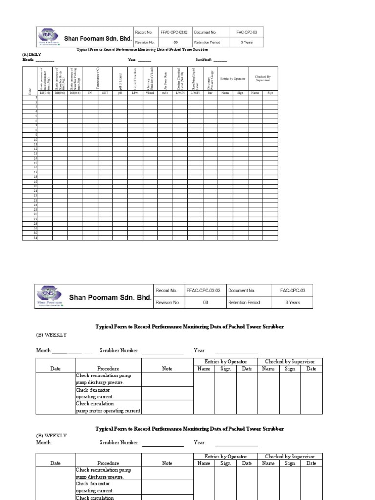 Scrubber Checklist | PDF | Pump | Pressure