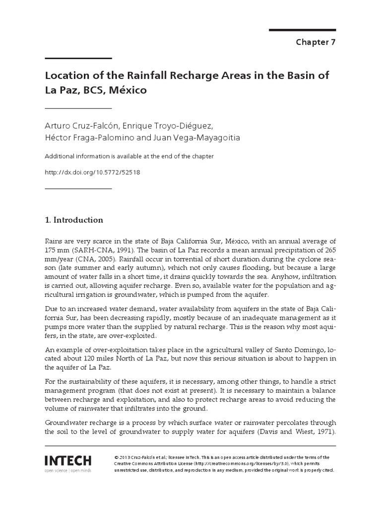 InTechLocation of The Rainfall Recharge Areas in The Basin of La Paz Bcs M Xico PDF Aquifer