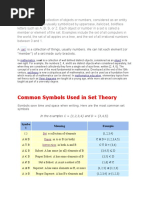 Common Symbols Used in Set Theory