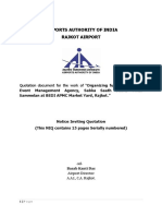 Airports Authority of India Rajkot Airport: Quotation Document For The Work of "Organizing Function Through