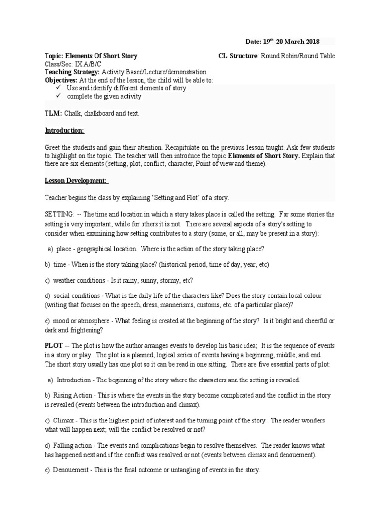 Elements of Short Story Analysis | PDF | Narration | Human Nature