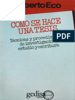 Umberto Eco - Cómo Se Hace Una Tesis - Ténicas y Procedimientos de Estudio, Investigación y Escritura-Gedisa (1987)