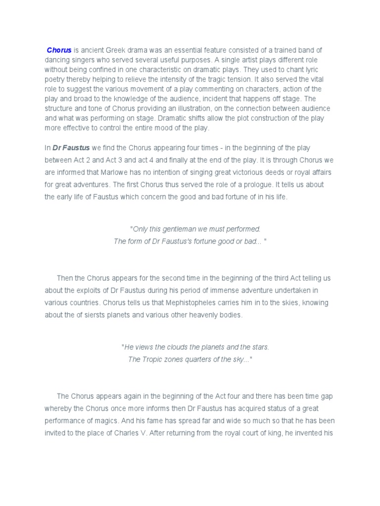 Role of Chorus in DR Faustus PDF