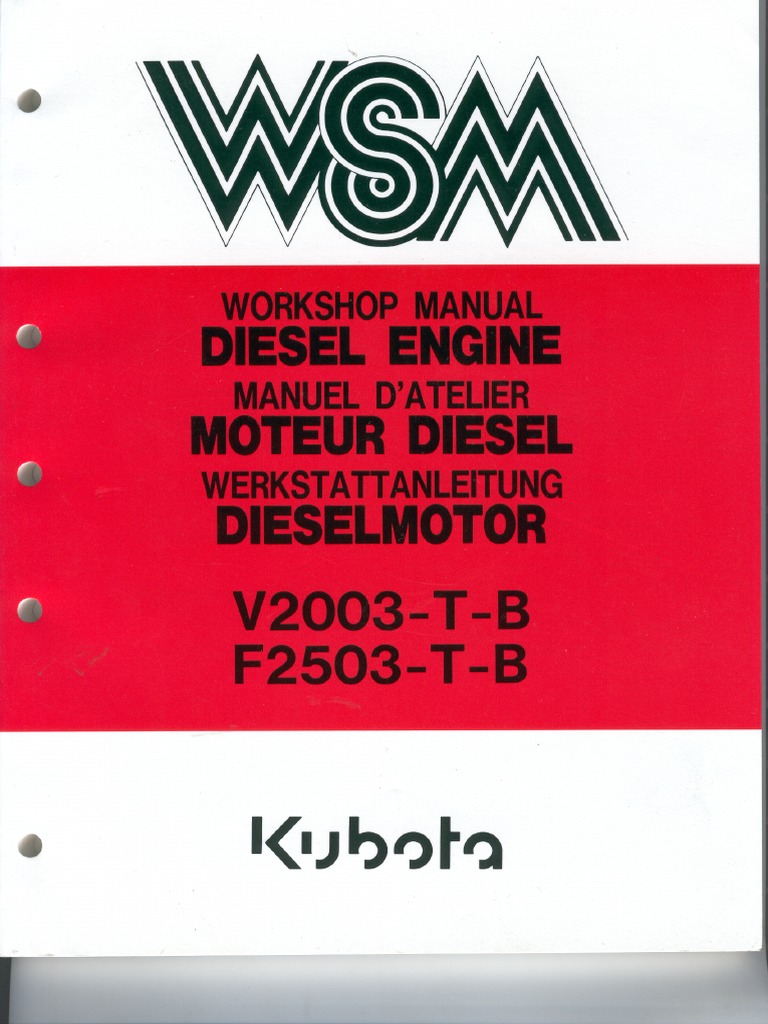 Kubota v2003 руководство по обслуживанию | PDF