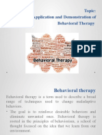 Topic: Clinical Application and Demonstration of Behavioral Therapy