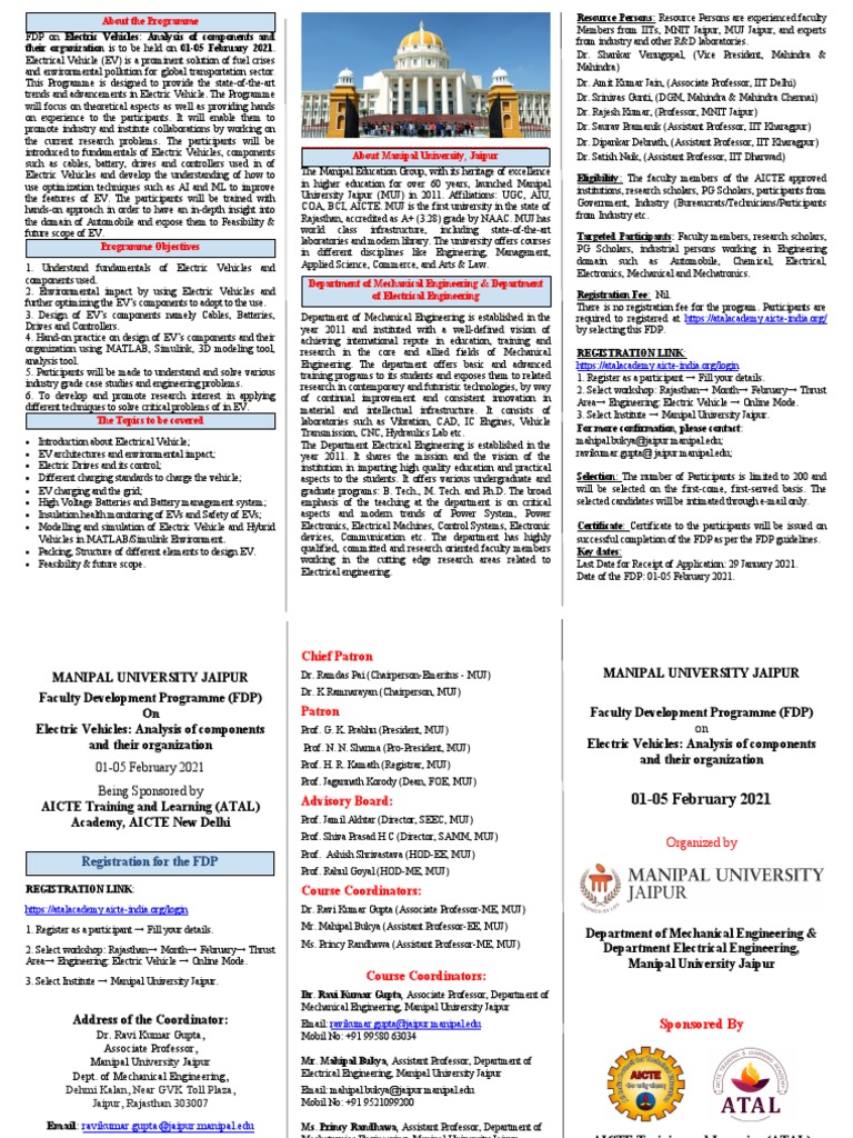 FDP on Electric Vehicles at MU Jaipur | PDF | Electric Vehicle ...