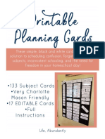 Printable Planning Cards - Editable
