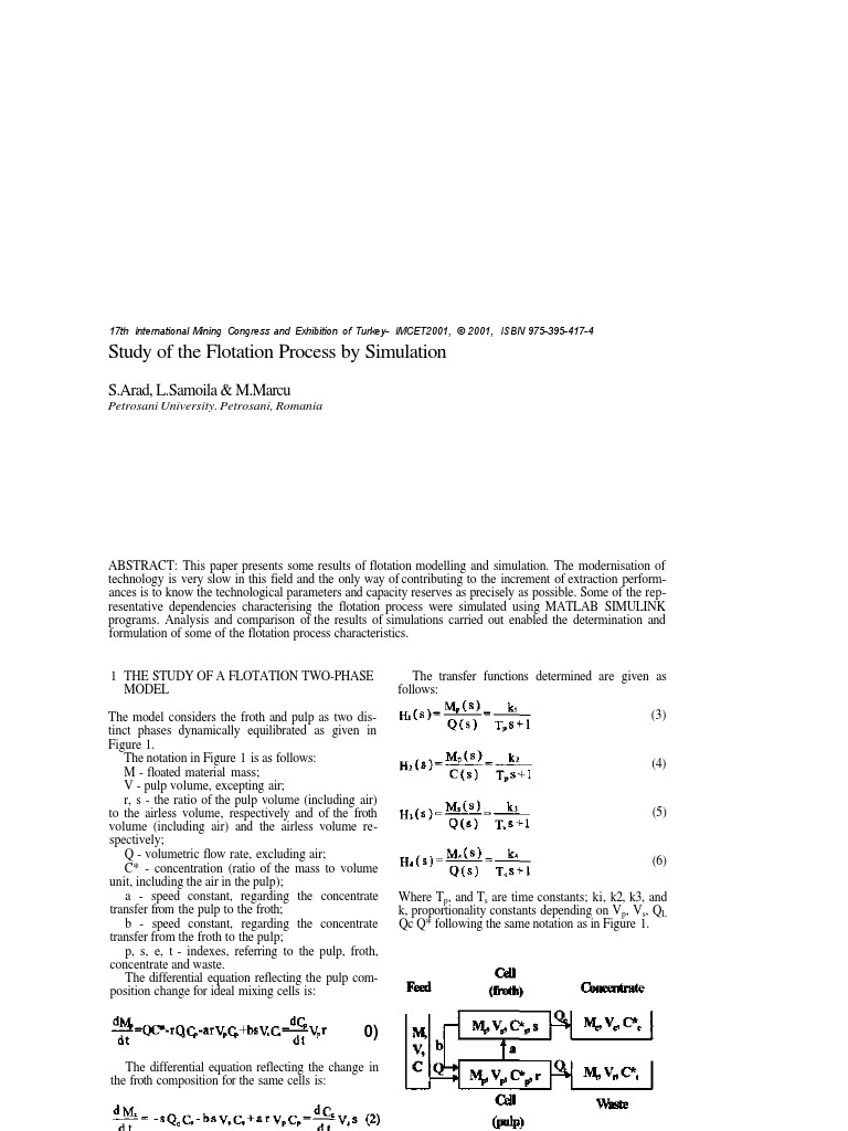 Study of The Flotation Process by Simulation: S.Arad, L.Samoila & M ...