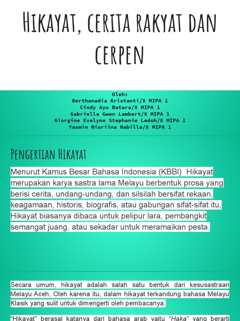 Hikayat Cerita Rakyat Dan Cerpen Pdf