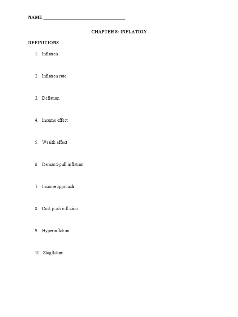Chapter 8-2R Questions - Key | PDF | Deflation | Inflation