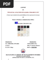Download PROJECT REPORT ON FINANCIAL STATEMENT ANALYSIS OF KAJARIA CERAMICS LTD by Syed Mohd Ziya SN49843624 doc pdf